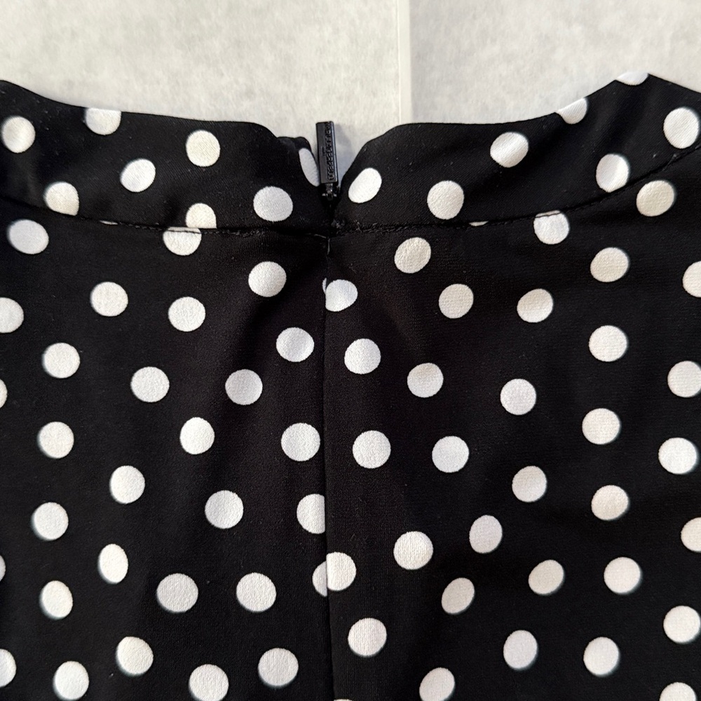Karl Lagerfeld Paris black and white polka dot cap sleeve top blouse bow front - Picture 4 of 6
